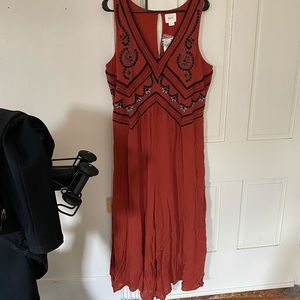 NWT wide-led embroidered jumpsuit
